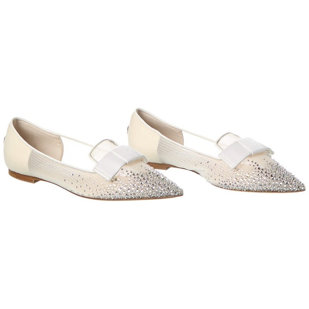 Jimmy Choo Gala Ballerina Elegant White Embellished Flats
